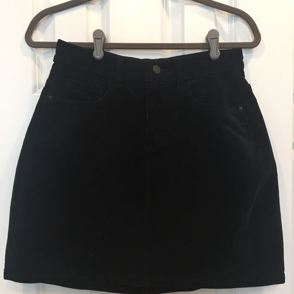 Black denim skirt